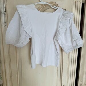 Zara White Puff Sleeve Blouse
